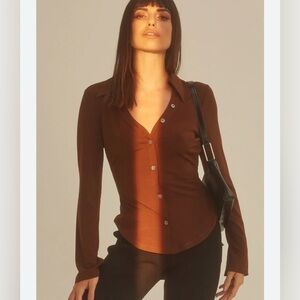 aritzia wilfred pose long sleeve mesh top blouse xxs
